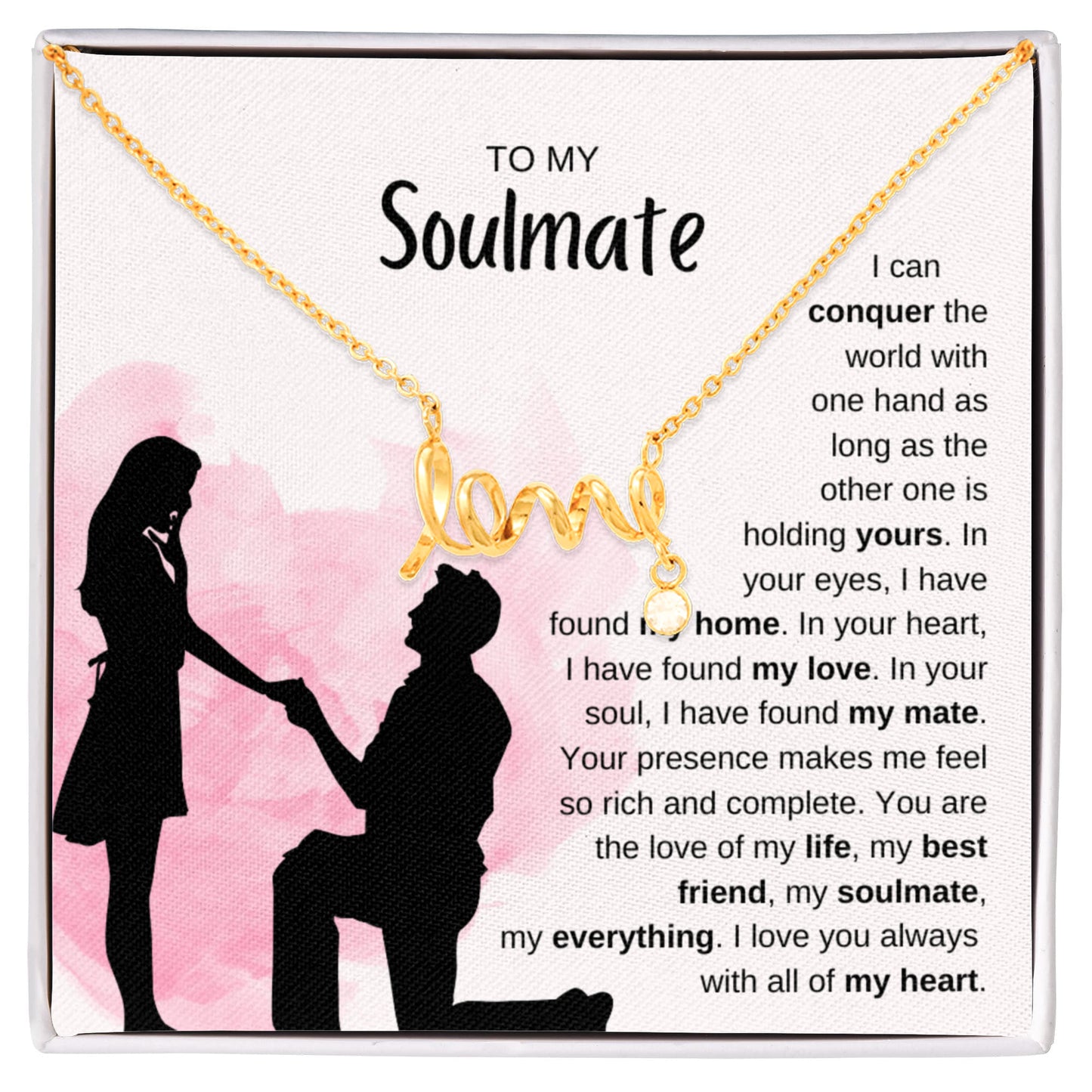 To My Soulmate Necklace - Unique Soulmate Gift for Her for Birthdays & Surprise Moments - Scripted Love Necklace