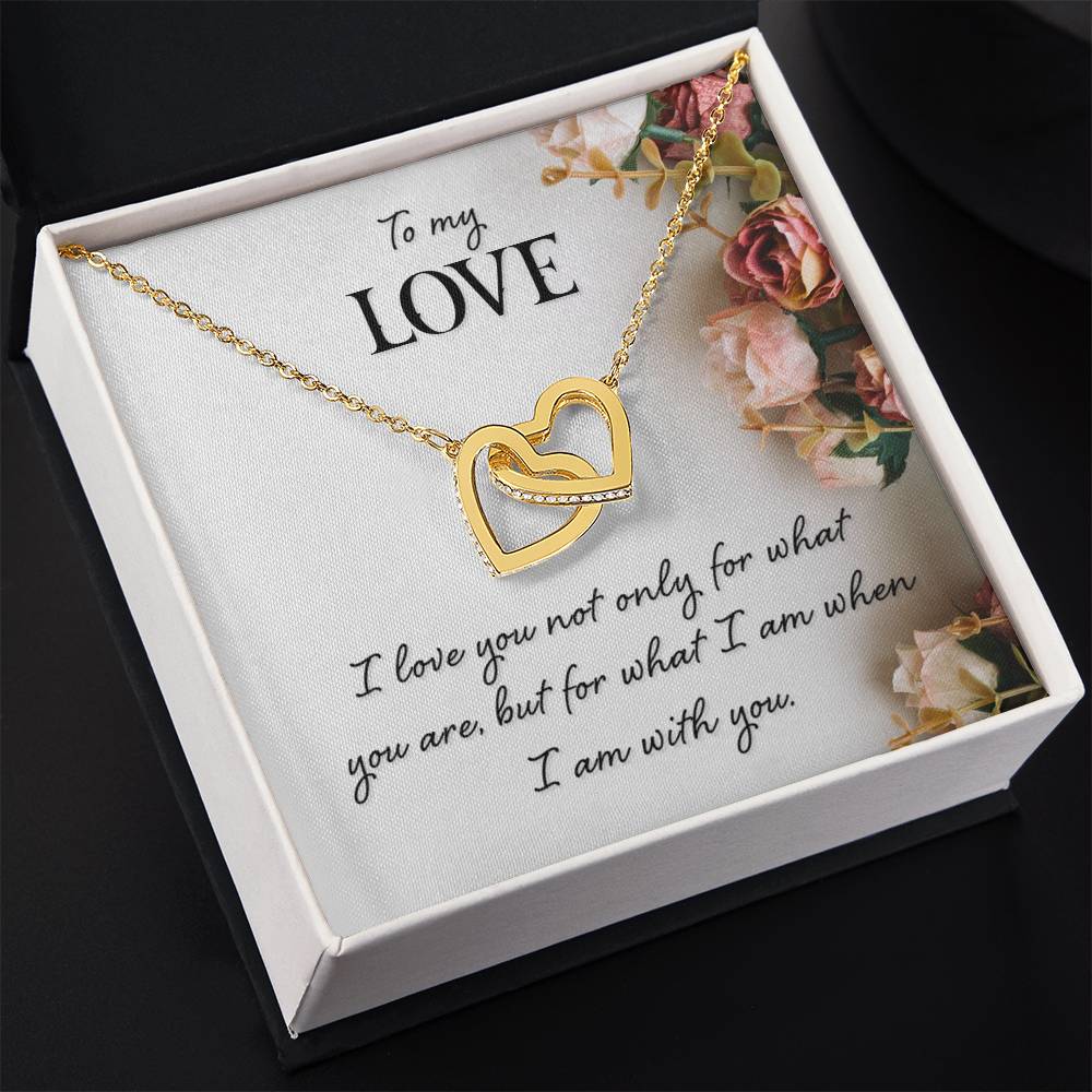 To My Love Necklace - Sweetest Gift for Wife from Husband for Valentine’s Day, Anniversary & Birthday Joy - Interlocking Hearts Necklace