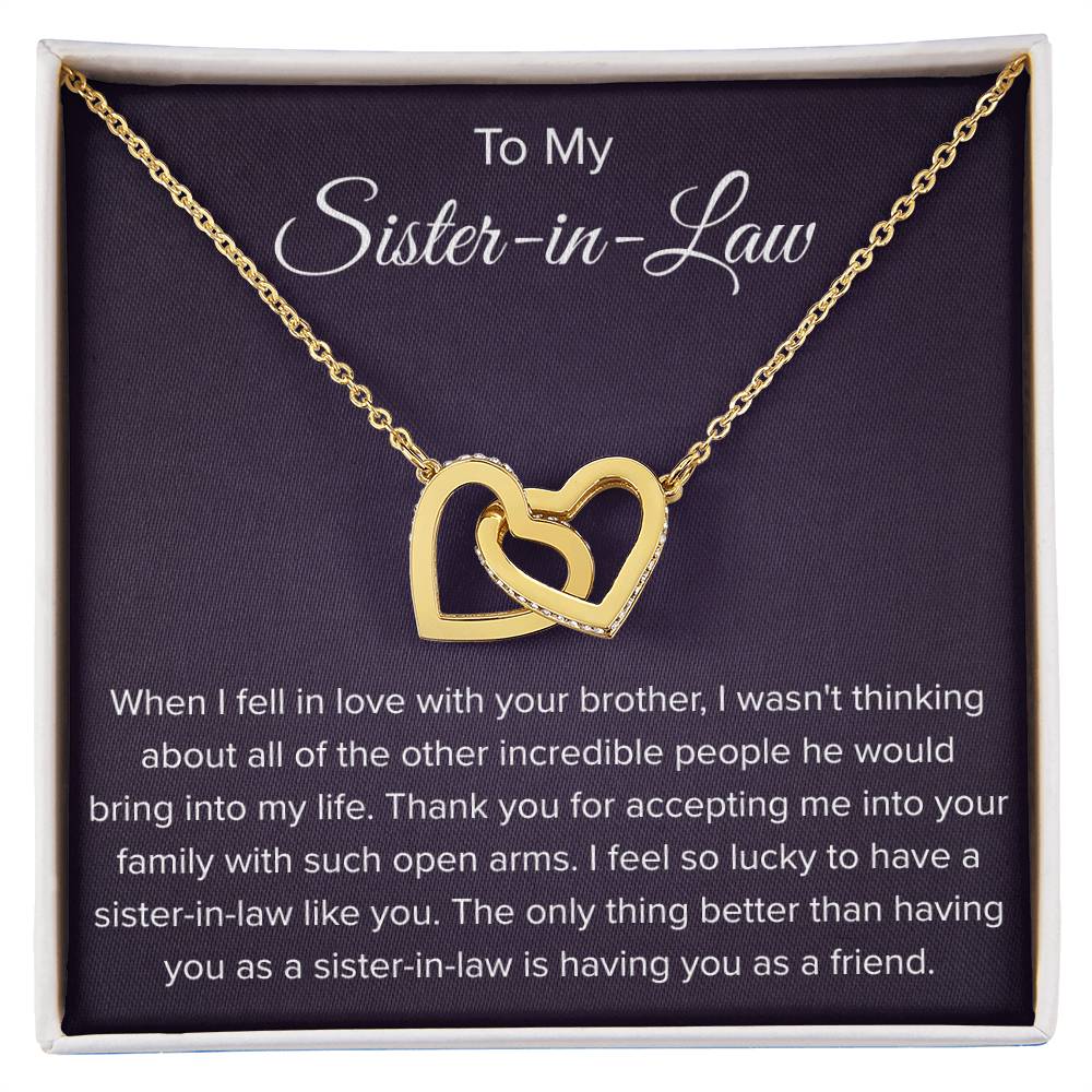To My Sister In Law - Thank You for Accepting Me - Interlocking Hearts Necklace