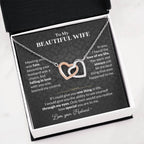 To My Beautiful Wife Necklace - Jewelry Gift for Wife from Husband to Celebrate Love on Valentine’s Day & More - Interlocking Hearts Necklace