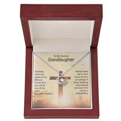 To My Dearest Granddaughter Necklace – Granddaughter Valentine Birthday Jewelry Gift – Crown Pendant Necklace