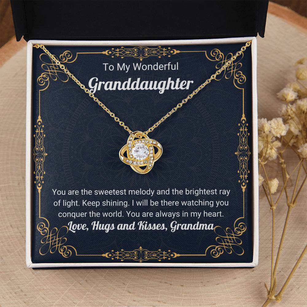 To My Granddaughter Necklace – Grandma’s Birthday Graduation Gift for Granddaughter – Love Knot Necklace