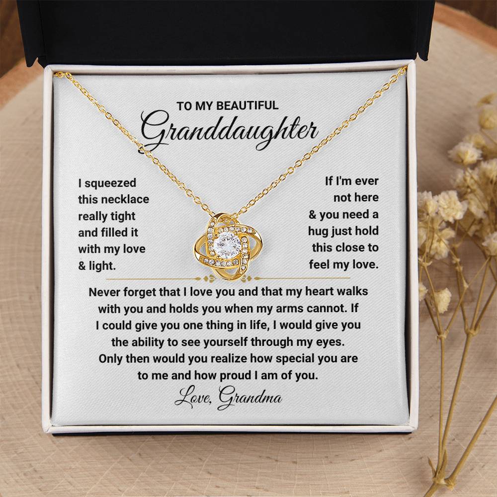 To My Granddaughter Necklace – Birthday & Christmas Gift from Grandma – Love Knot Necklace