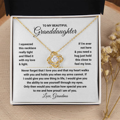 To My Granddaughter Necklace – Birthday & Christmas Gift from Grandma – Love Knot Necklace
