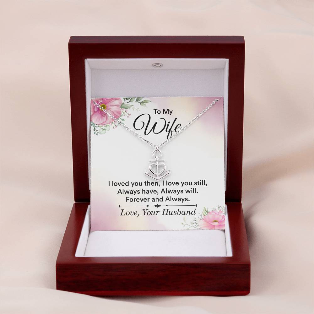 To My Wife Necklace - Sweetest Gift for Wife from Husband for Valentine’s Day, Anniversary & Birthday Joy - Anchor Pendant Necklace