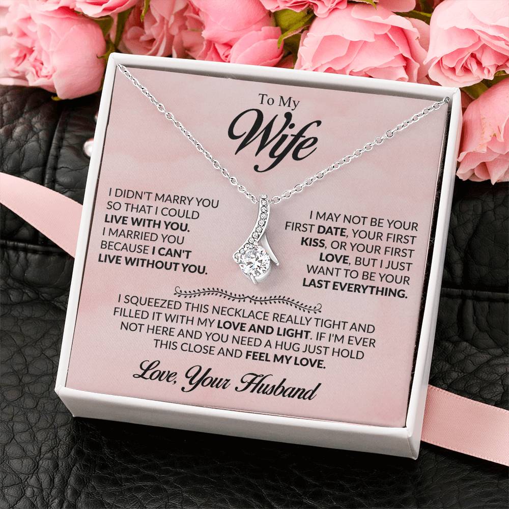 To My Wife Necklace - Romantic Keepsake Jewelry Gift from Husband for Special Days & Valentine’s Love - Alluring Beauty Necklace