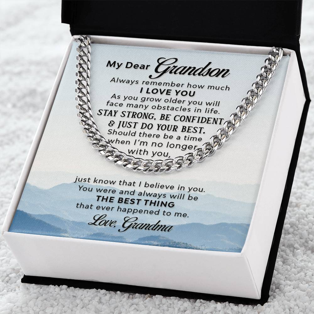 My Dear Grandson - As you grow older - Cuban Link Chain Gift from Grandma