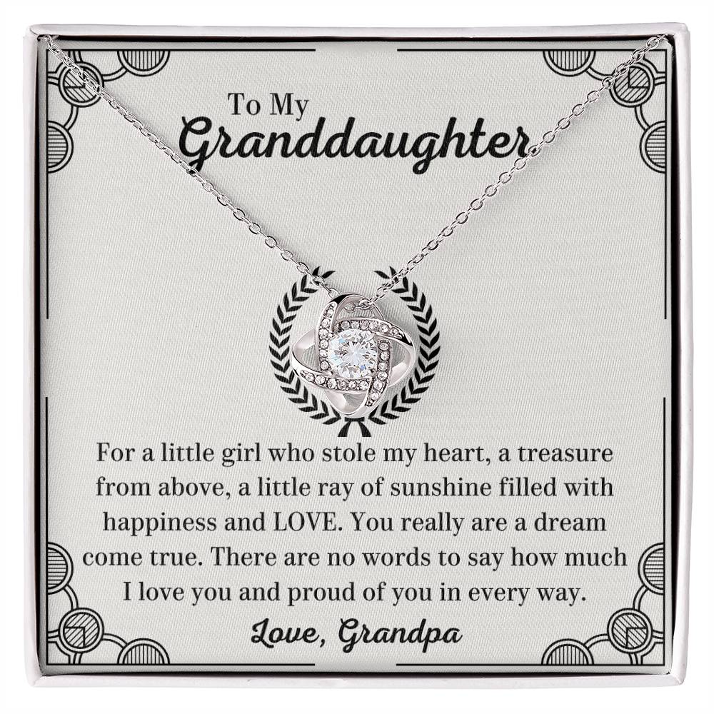To My Granddaughter Necklace – Birthday & Graduation Gift from Grandpa – Love Knot Necklace