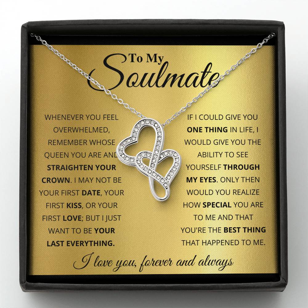 To My Soulmate Necklace - Long Distance Relationship Soulmate Gift for Romantic Occasions - Heart-to-heart Pendant Necklace