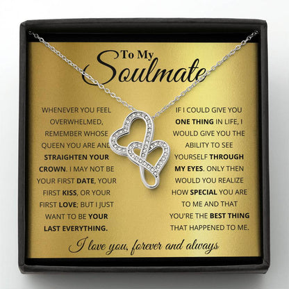 To My Soulmate Necklace - Long Distance Relationship Soulmate Gift for Romantic Occasions - Heart-to-heart Pendant Necklace