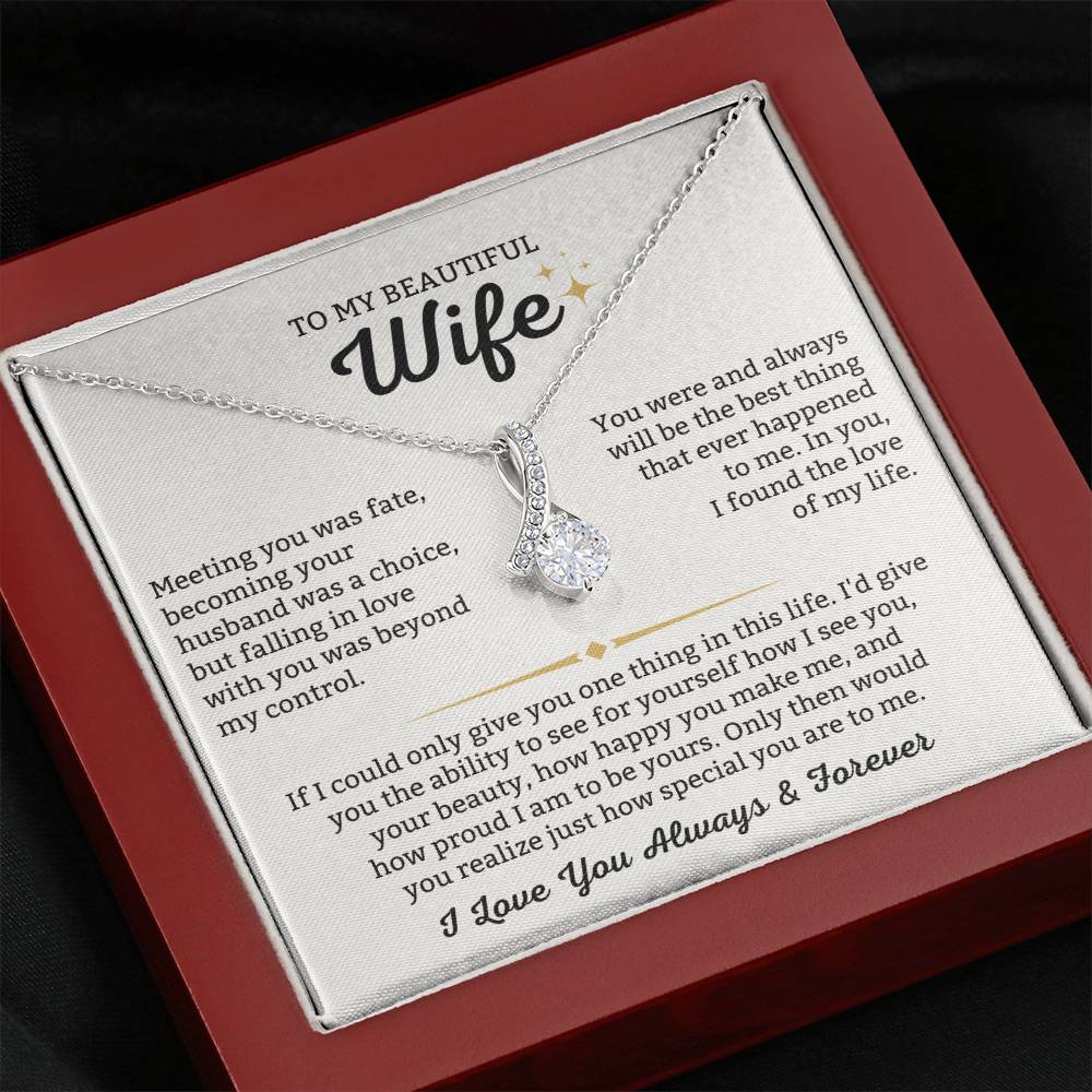 To My Beautiful Wife Necklace - Emotional Jewelry for Wife from Husband to Celebrate Love on Valentine’s Day & Beyond - Alluring Beauty Necklace