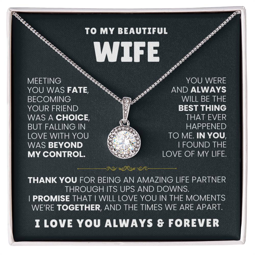 To My Beautiful Wife Necklace - Emotional Jewelry Gift for Wife from Husband to Celebrate Love Every Day - Eternal Hope Necklace