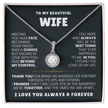 To My Beautiful Wife Necklace - Emotional Jewelry Gift for Wife from Husband to Celebrate Love Every Day - Eternal Hope Necklace