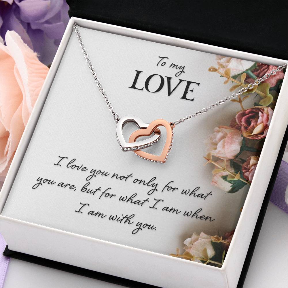 To My Love Necklace - Sweetest Gift for Wife from Husband for Valentine’s Day, Anniversary & Birthday Joy - Interlocking Hearts Necklace