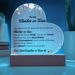 Mother-in-Law Heart Keepsake, Elegant Acrylic Gift, Loving Appreciation Present