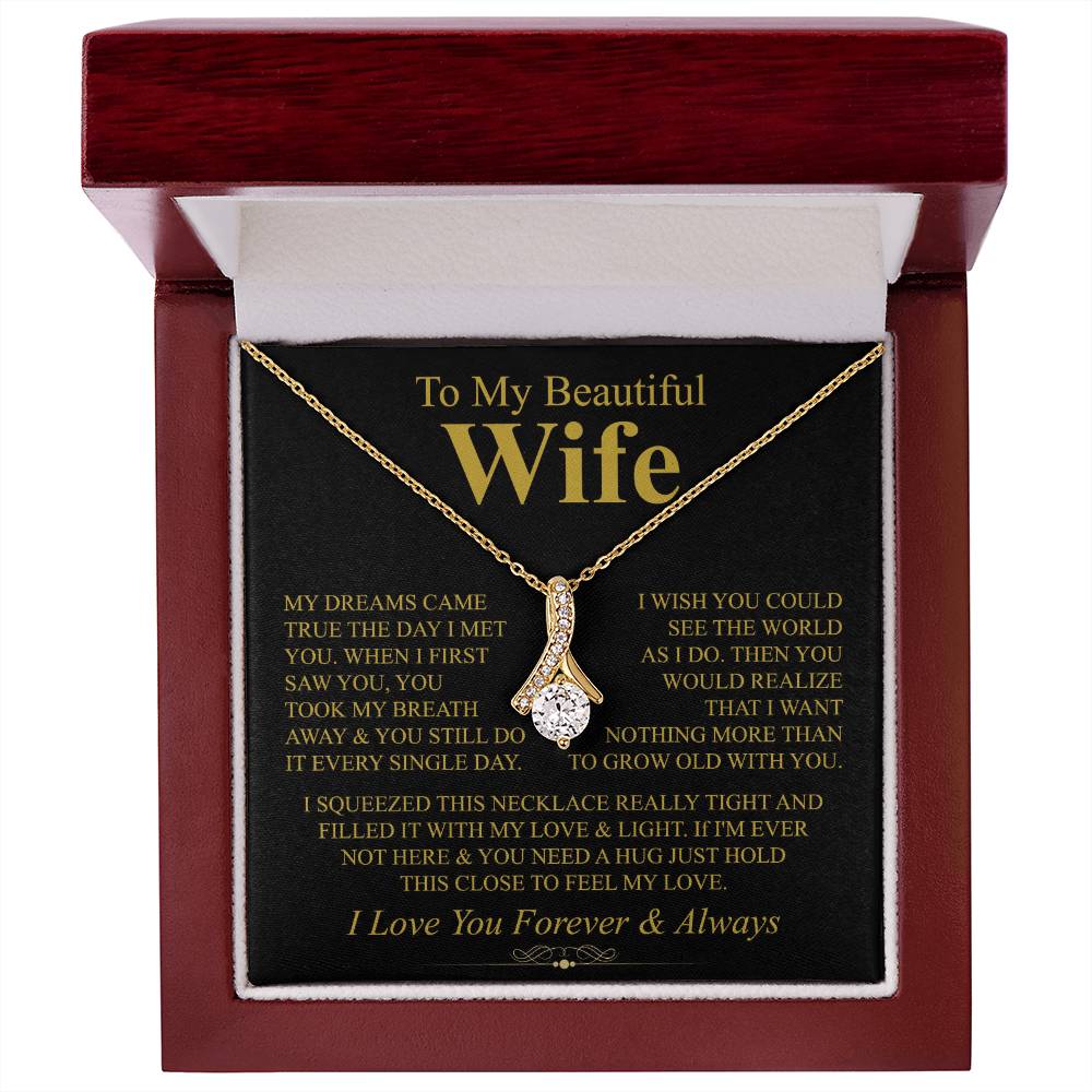 To My Wife Necklace - Sweetest Gift for Wife from Husband for Valentine’s Day, Anniversary & Birthday Joy - Alluring Beauty Necklace