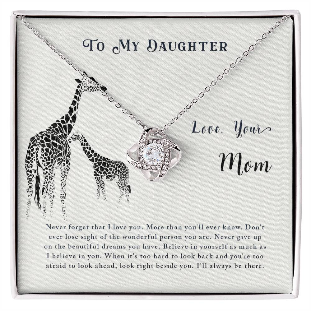 To My Daughter Necklace – Mom to Daughter Present for Graduation – Love Knot Necklace