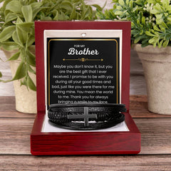 Brother Bracelet Gift, Stylish Leather Bracelet with Meaningful Message, For My Brother