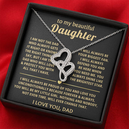 To My Daughter Necklace - Sentimental Birthday Gift from Dad, Meaningful Jewelry for Milestones & Holidays - Heart-to-heart Pendant Necklace