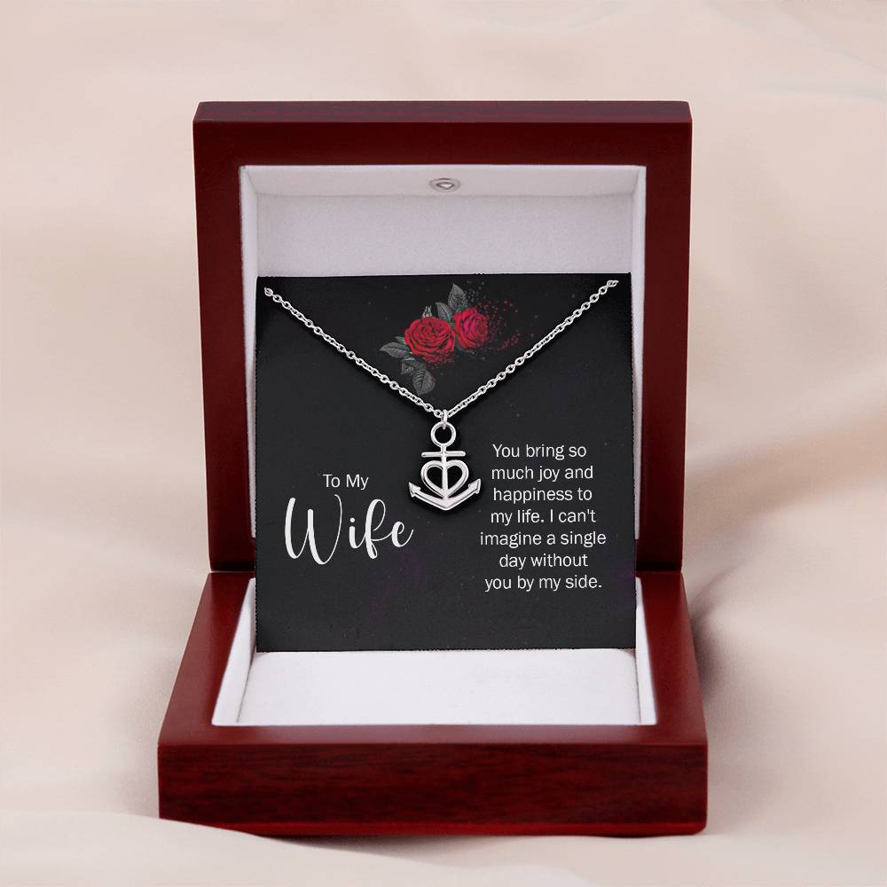 To My Wife Necklace - Emotional Jewelry Gift for Wife from Husband to Celebrate Love Every Day - Anchor Pendant Necklace