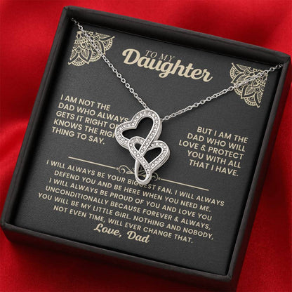 To My Daughter Necklace Gift from Dad for Birthday, Graduation, Christmas & Valentine's Day - Heart-to-heart Pendant Necklace