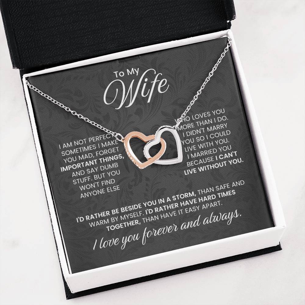 Jewelry Gift for Wife from Husband - Romantic & Heartfelt - Interlocking Hearts Necklace