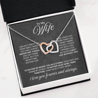 Jewelry Gift for Wife from Husband - Romantic & Heartfelt - Interlocking Hearts Necklace