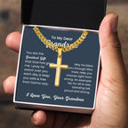 To Dear My Grandson - You are the greatest gift - Gift for Grandson from Grandma - Artisan Cross with Cuban Link Chain