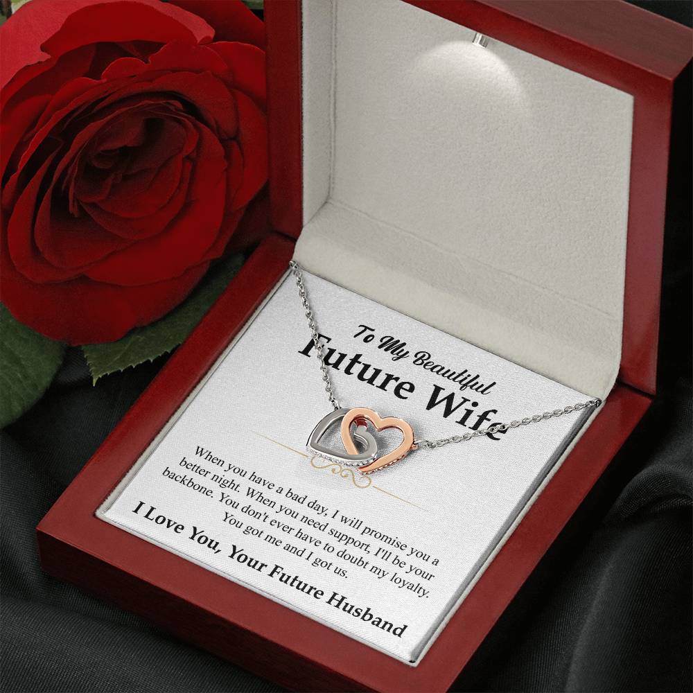 To My Future Wife Necklace - Best Romantic Jewelry Gift for Special Occasions & Love Appreciation - Interlocking Hearts Necklace