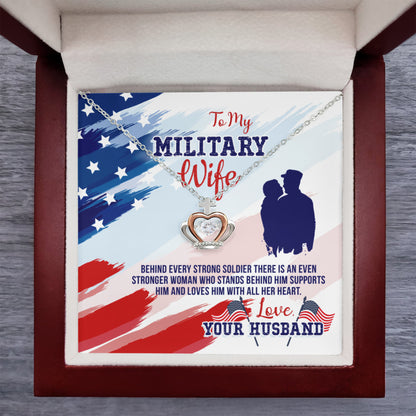 To My Military Wife Necklace - Sweet Romantic Jewelry for Wife - Crown Pendant Necklace