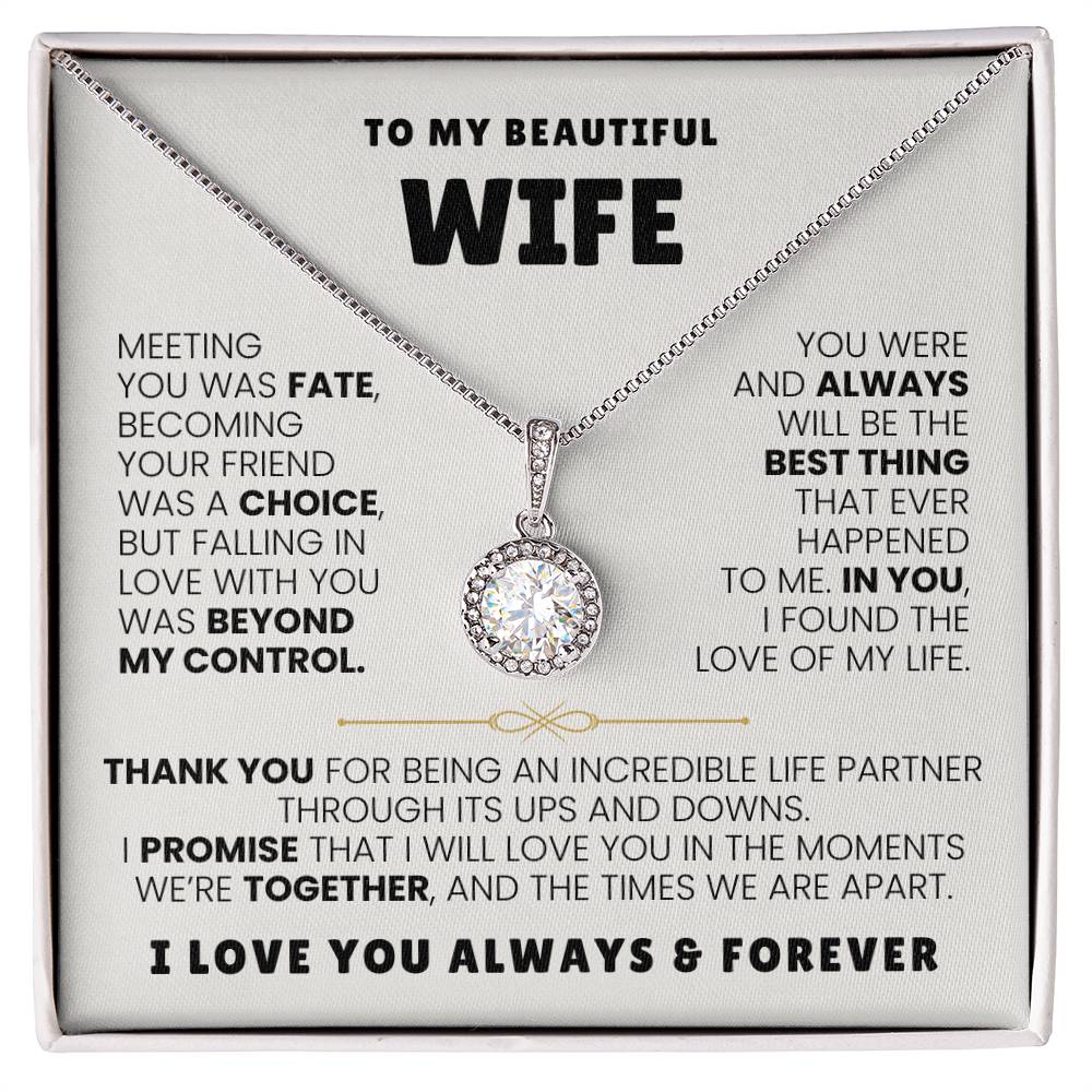 To My Beautiful Wife Necklace - Husband to Wife Jewelry for Romantic Valentine’s Day, Birthday & Anniversary Gifts - Eternal Hope Necklace