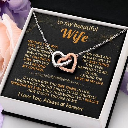 To My Wife Necklace - Loving Jewelry from Husband for Birthday, Valentine’s Day & Holidays - Interlocking Hearts Necklace