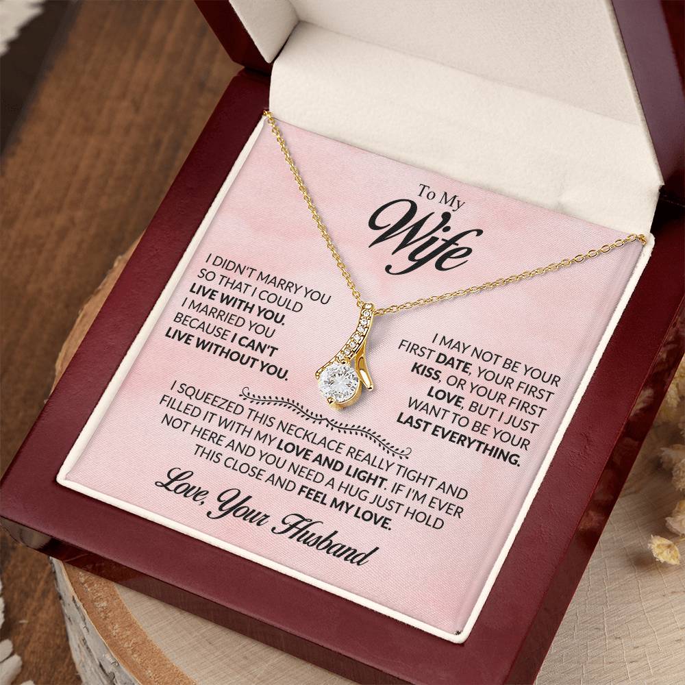 To My Wife Necklace - Romantic Keepsake Jewelry Gift from Husband for Special Days & Valentine’s Love - Alluring Beauty Necklace