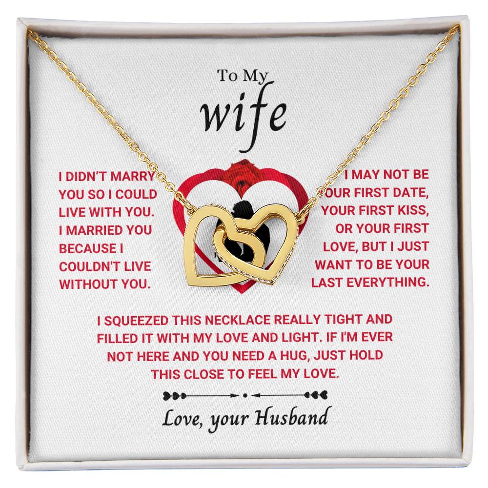 To My Wife Necklace - Meaningful Jewelry Gift from Husband for Valentine’s Day & Anniversary - Interlocking Hearts Necklace