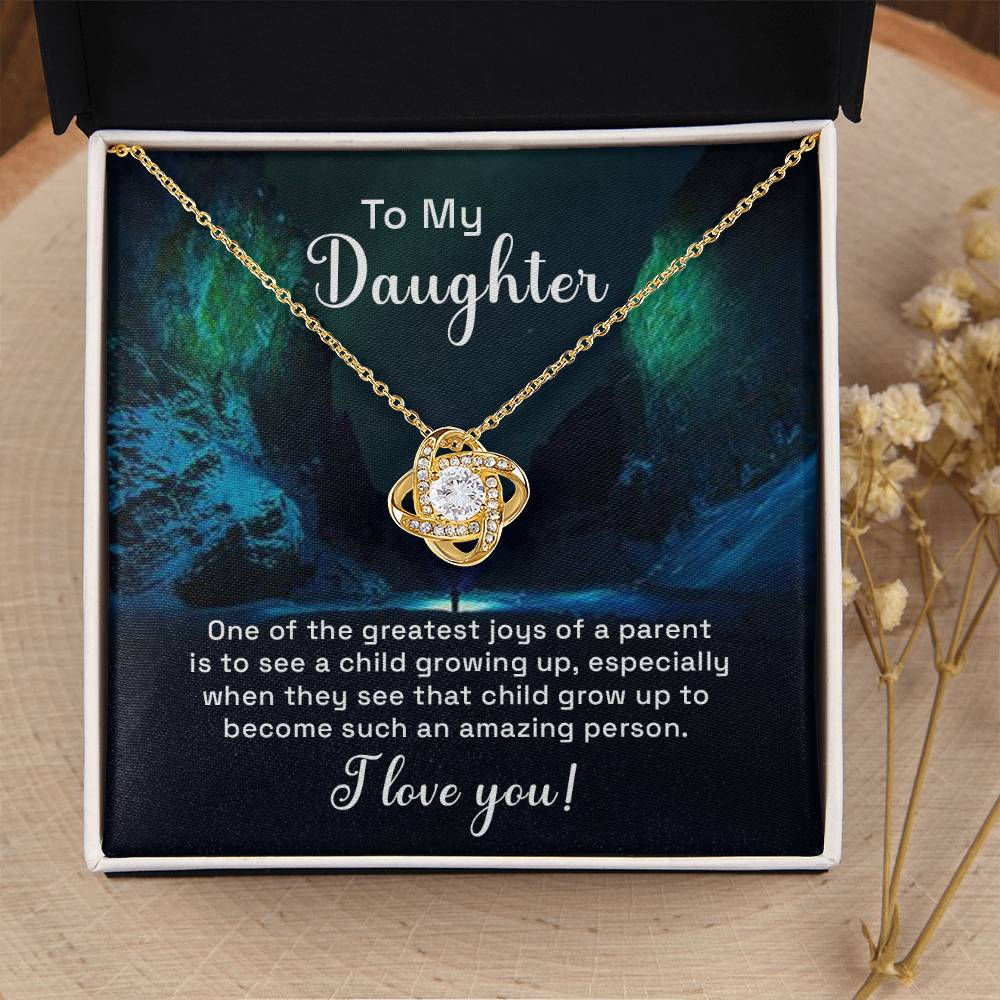 To My Daughter Necklace – Daughter Jewelry Gift for Graduation & Christmas – Love Knot Necklace