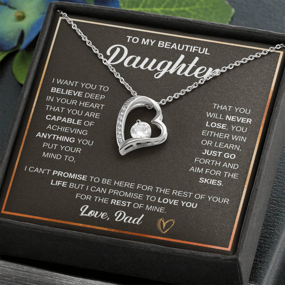 To My Daughter Necklace – Daughter Christmas Graduation Jewelry Gift – Forever Love Necklace
