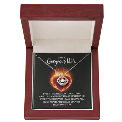 To My Gorgeous Wife Gift from Husband - Every time I see you - Crown Pendant Necklace