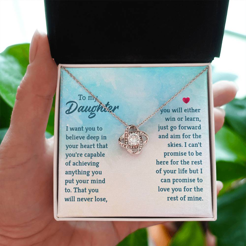 To My Daughter Necklace – Daughter Birthday Graduation Celebration Gift – Love Knot Necklace