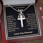 To My Dearest Son Necklace - Gift for Son - Always keep me in your heart - Artisan Cross Necklace