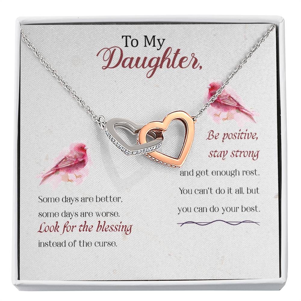 To My Daughter Necklace – Daughter Gift for Valentine’s and Graduation – Interlocking Hearts Necklace