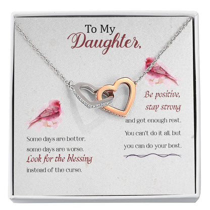 To My Daughter Necklace – Daughter Gift for Valentine’s and Graduation – Interlocking Hearts Necklace