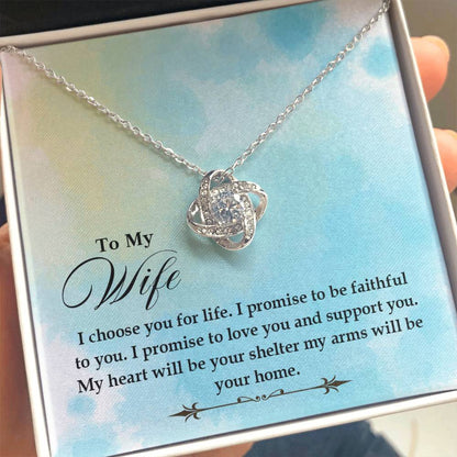 To My Wife Gift from Husband - Romantic Jewelry for Birthday & Anniversary Celebrations - Love Knot Necklace