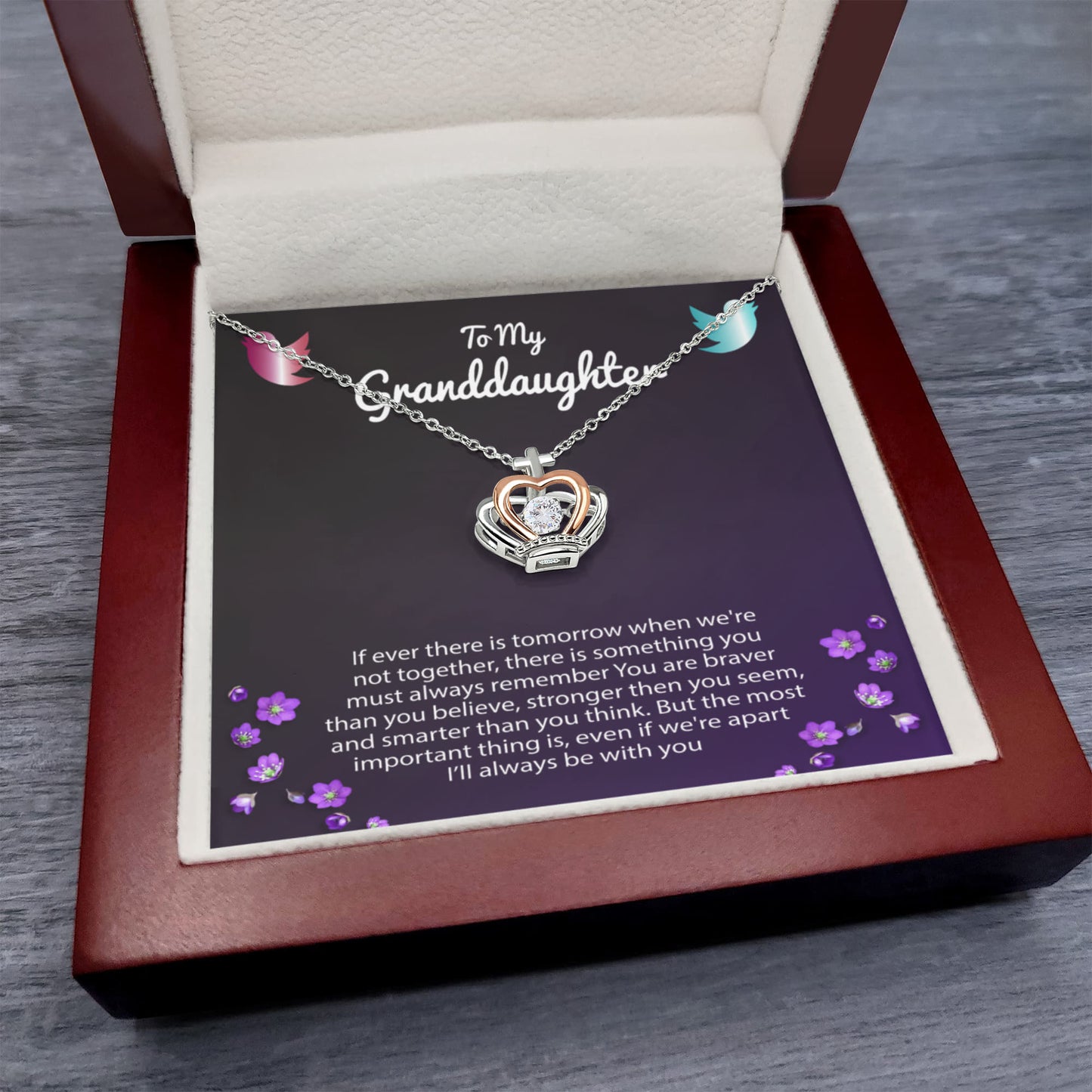 To My Granddaughter Necklace – Jewelry for Granddaughter – Crown Pendant Necklace