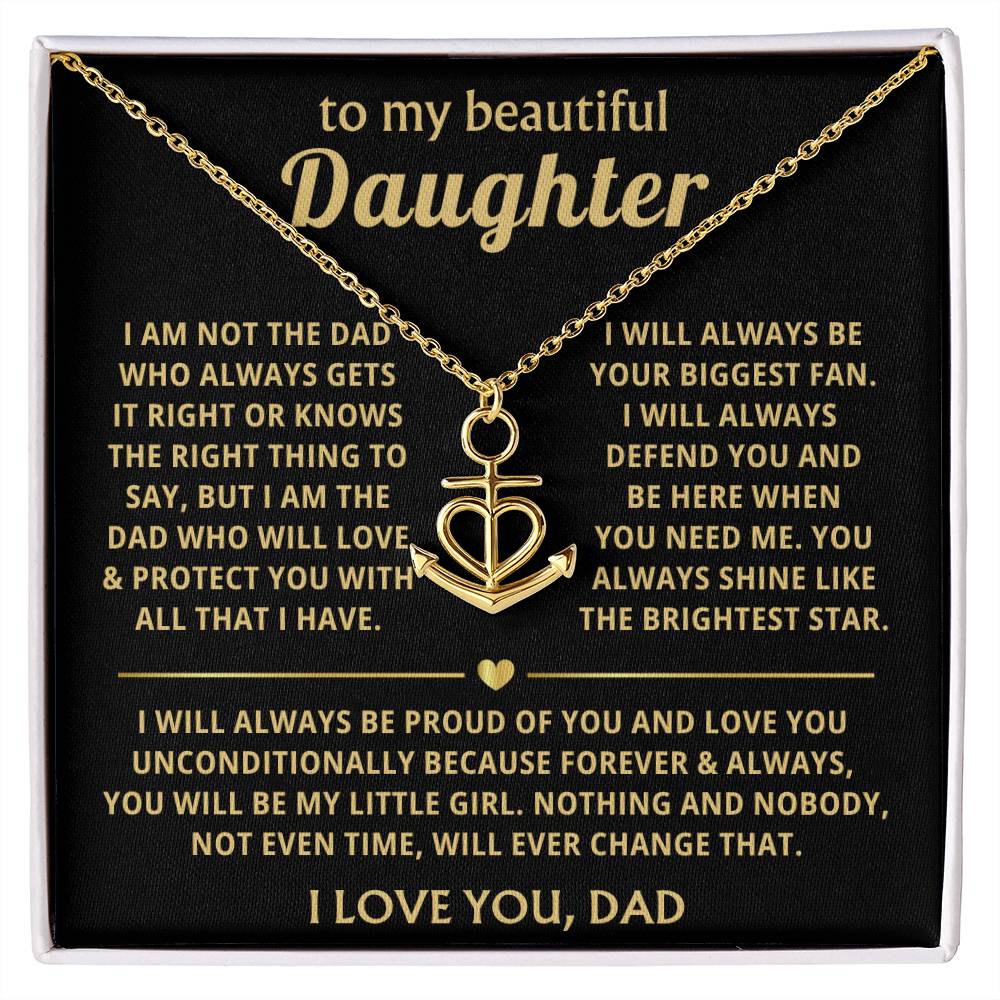 To My Daughter Necklace Gift from Dad for Birthday, Graduation, Christmas & Valentine's Day - Anchor Pendant Necklace