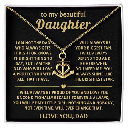 To My Daughter Necklace Gift from Dad for Birthday, Graduation, Christmas & Valentine's Day - Anchor Pendant Necklace
