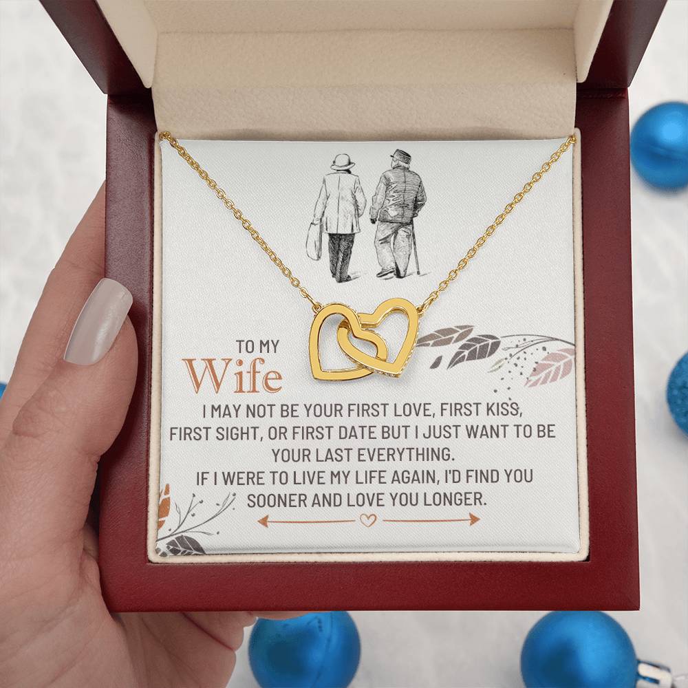 To My Wife Necklace - Special Jewelry Gift from Husband for Birthday, Christmas & Valentine’s Day - Interlocking Hearts Necklace