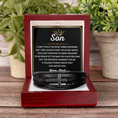 To My Son – Birthday, Christmas Gift from Dad – Men’s Cross Bracelet