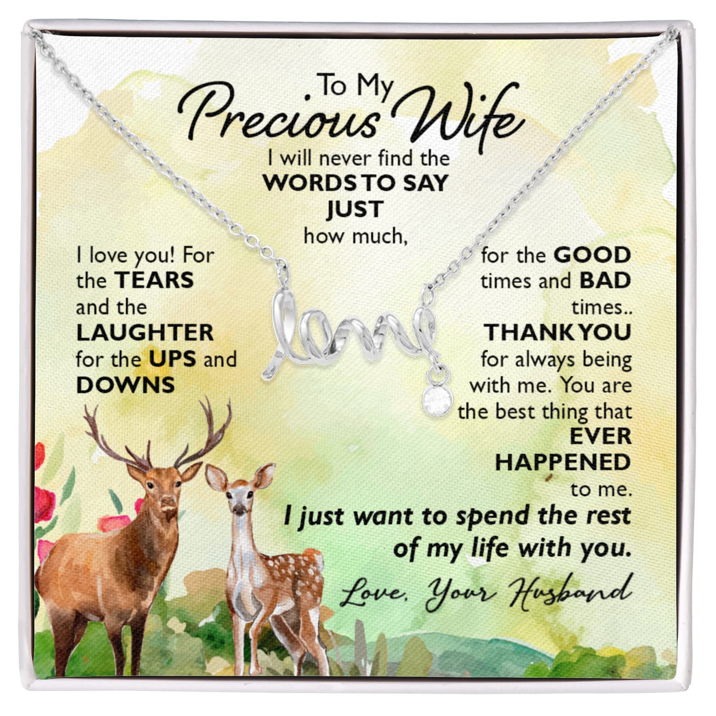 Sentimental Gift for Wife - Emotional Husband-to-Wife Jewelry for Birthday, Christmas & Valentine’s Day - Scripted Love Necklace