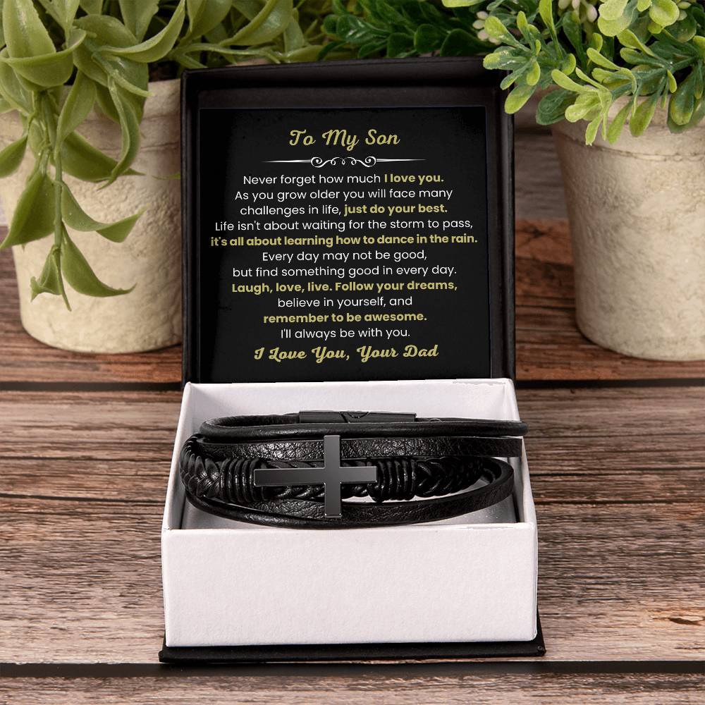 Gift for Son – Dad Edition – Graduation, Birthday – Men’s Cross Bracelet