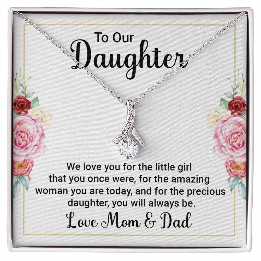 To Our Daughter Necklace – Daughter Graduation & Birthday Present from Mom and Dad – Alluring Beauty Necklace